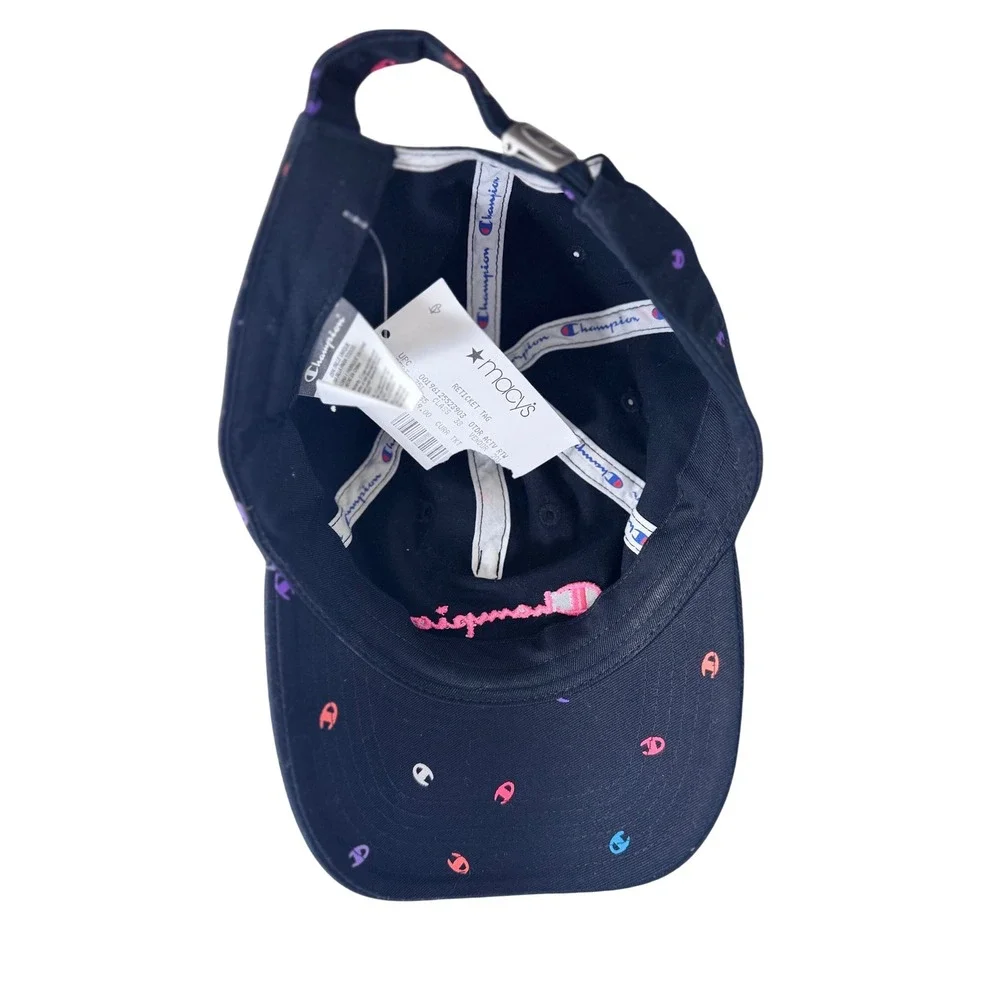 Champion‎ Womens Navy All Over Logo Baseball Cap One Size Fits All